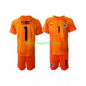 Francia Hugo Lloris 1 Portiere Bambino Maglia Trasferta World Cup 2022 Manica Corta (+ Pantaloncini)